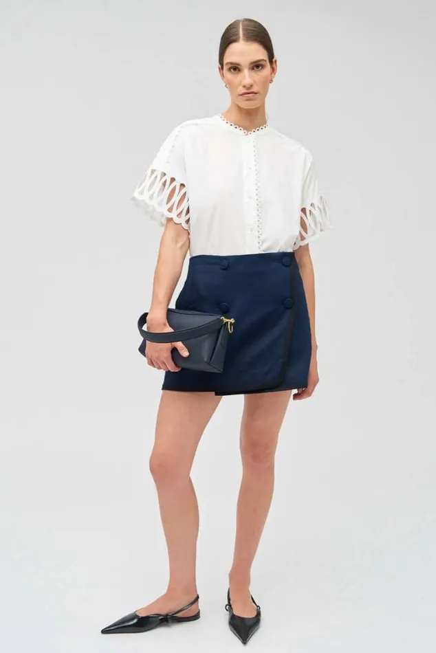 Oroton Tops Lace Trim Blouse White 8211 Women