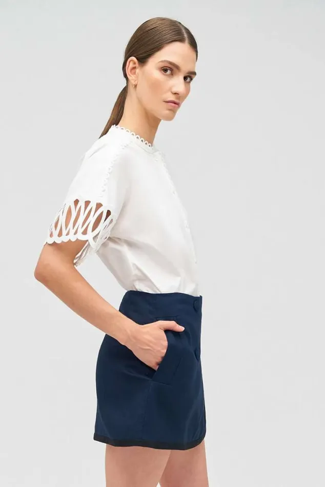Oroton Tops Lace Trim Blouse White 8211 Women