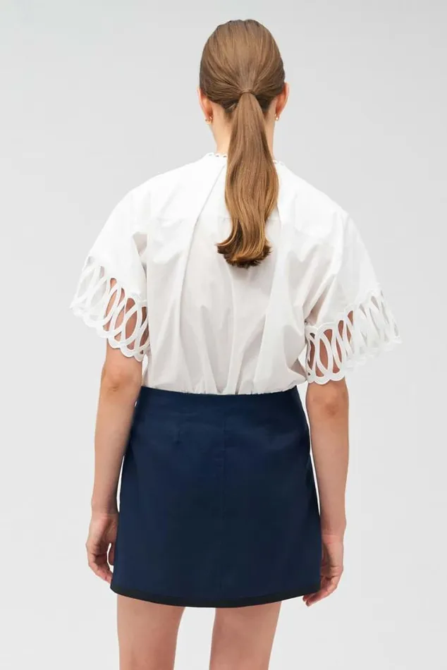 Oroton Tops Lace Trim Blouse White 8211 Women