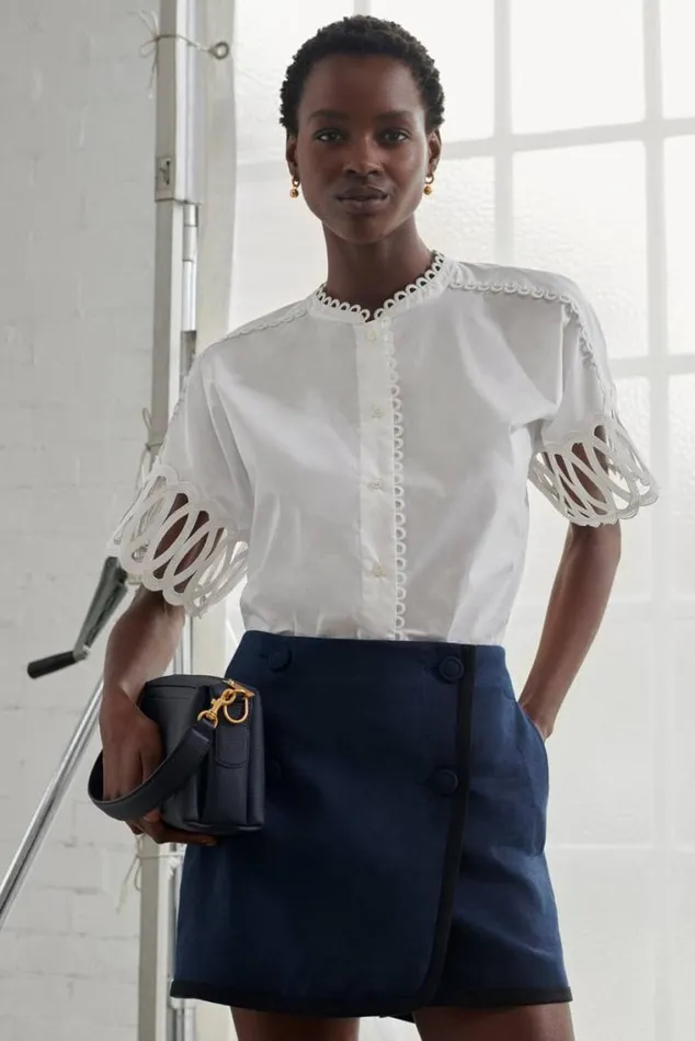 Oroton Tops Lace Trim Blouse White 8211 Women