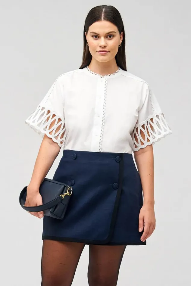 Oroton Tops Lace Trim Blouse White 8211 Women