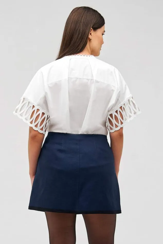 Oroton Tops Lace Trim Blouse White 8211 Women