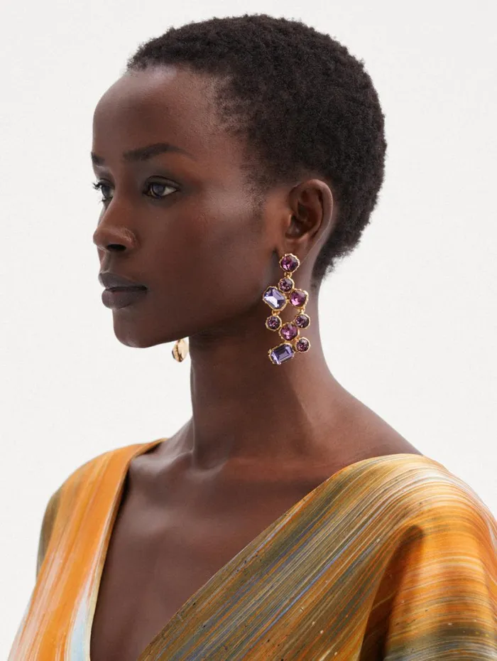 Oscar De La Renta Crystal Scramble Earrings Amethyst Multi Women Earrings Oscar De La Renta Crystal Scramble Earrings Amethyst Multi Women Earrings