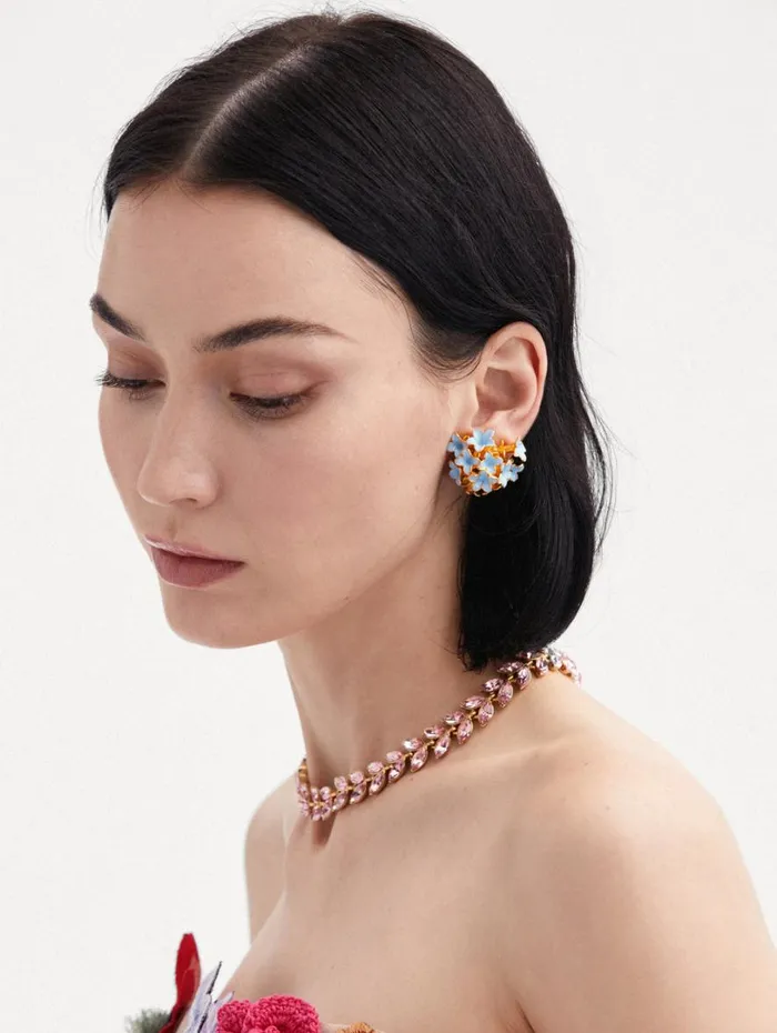 Oscar De La Renta Enamel Bouquet Button ClipOn Earrings Blue Women Earrings Oscar De La Renta Enamel Bouquet Button ClipOn Earrings Blue Women Earrings
