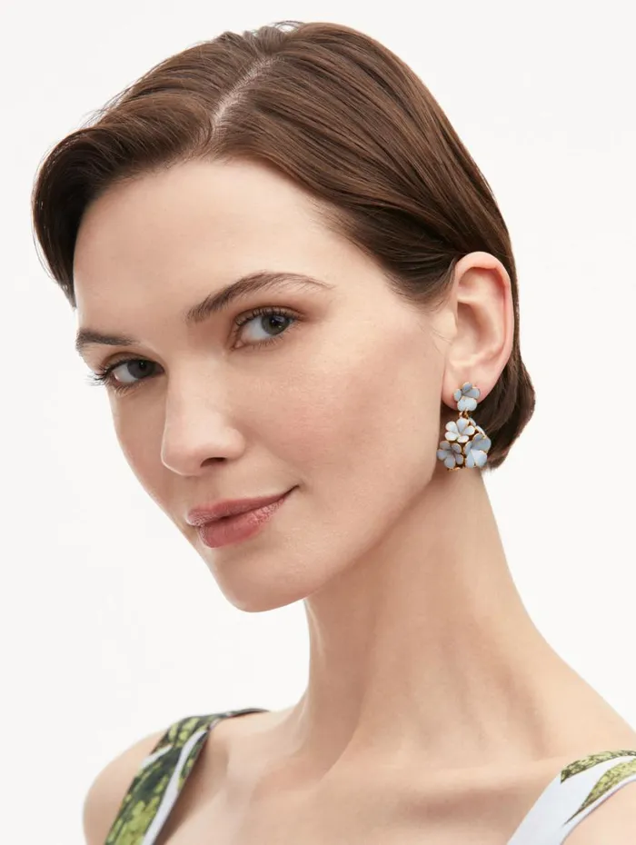 Oscar De La Renta Enamel Flower Drop ClipOn Earrings Blue Women Earrings Oscar De La Renta Enamel Flower Drop ClipOn Earrings Blue Women Earrings