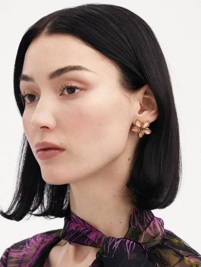 Oscar De La Renta Enamel O Flower Earrings Rose Women Earrings Oscar De La Renta Enamel O Flower Earrings Rose Women Earrings