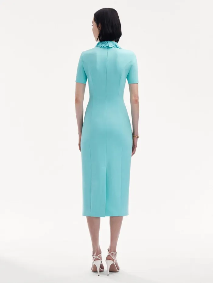 Oscar De La Renta Floral Guipure Collar Midi Dress Soft Mint Women Dresses Oscar De La Renta Floral Guipure Collar Midi Dress Soft Mint Women Dresses