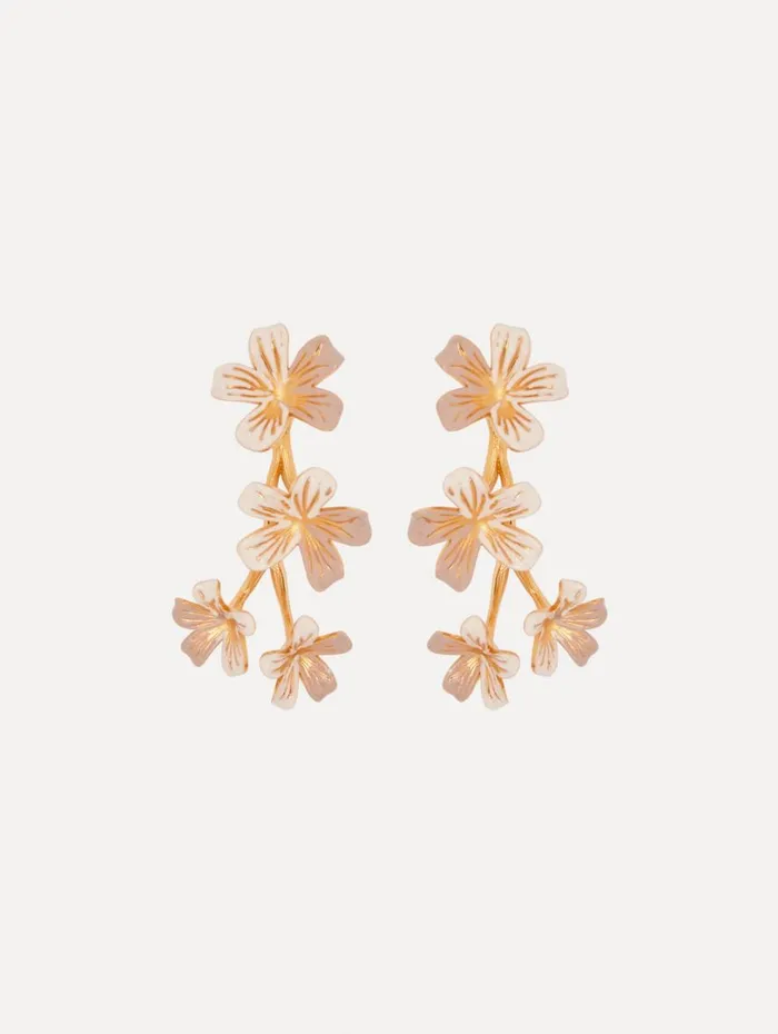 Oscar De La Renta Flower Branch ClipOn Earrings Ivory Women Earrings
