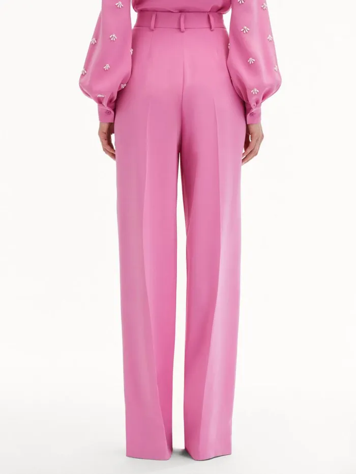 Oscar De La Renta Wide Leg Silk Georgette Pant Rosehip Women Pants and Skirts Oscar De La Renta Wide Leg Silk Georgette Pant Rosehip Women Pants and Skirts