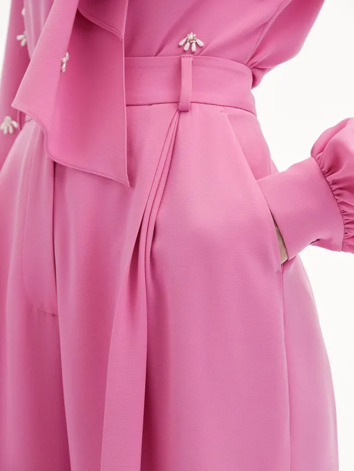 Oscar De La Renta Wide Leg Silk Georgette Pant Rosehip Women Pants and Skirts Oscar De La Renta Wide Leg Silk Georgette Pant Rosehip Women Pants and Skirts