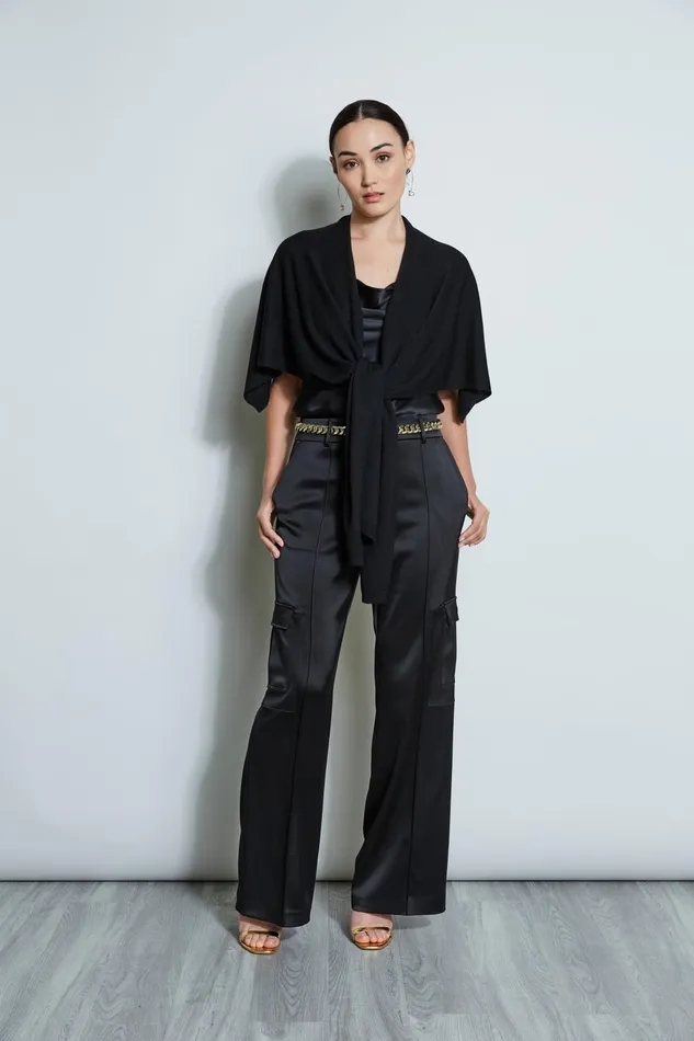 Outlet 8211 Women Bottoms Elie Tahari Satin Cargo Pant Black