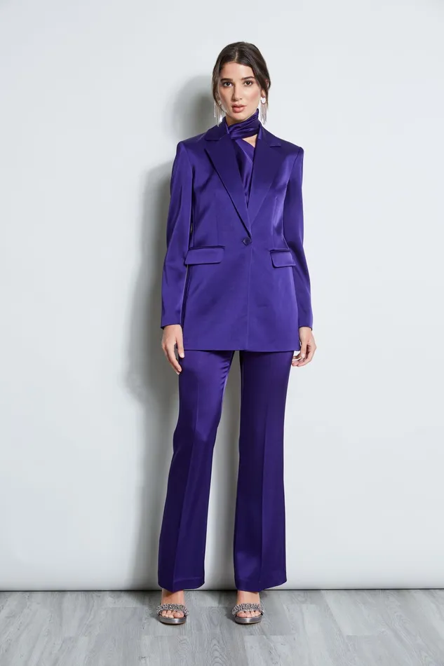 Outlet 8211 Women Jackets and Blazers Elie Tahari Satin Boyfriend Blazer Winter Plum