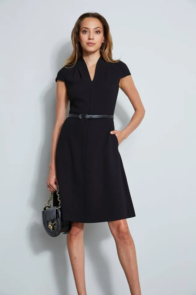 Outlet 8211 Women Short Dresses Elie Tahari Judith Belted Dress Black