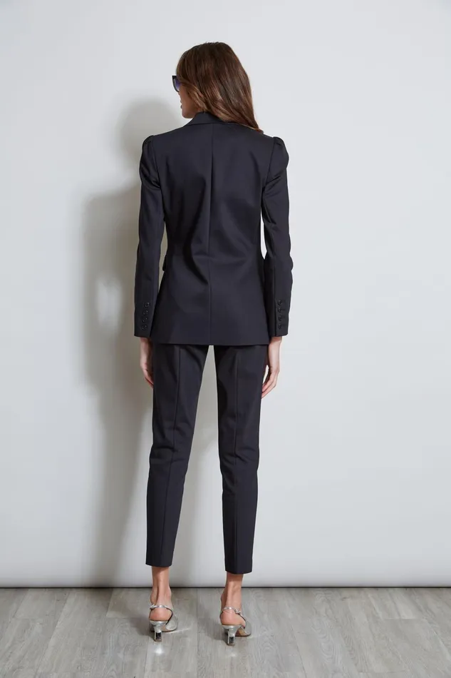 Outlet 8211 Women Suiting Elie Tahari Pleat Shoulder Cotton Blazer Black