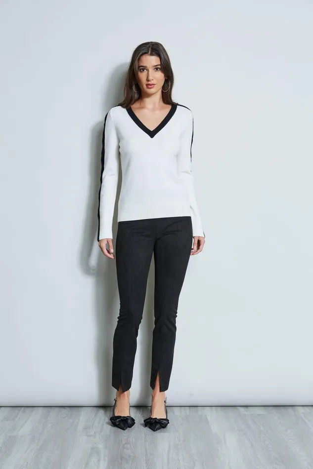 Outlet 8211 Women Tops Elie Tahari Cable VNeck Sweater Snow
