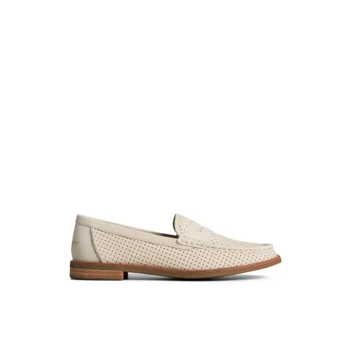 Oxfords and Loafers Women Sperry Seaport Perforated Penny Loafer Bone