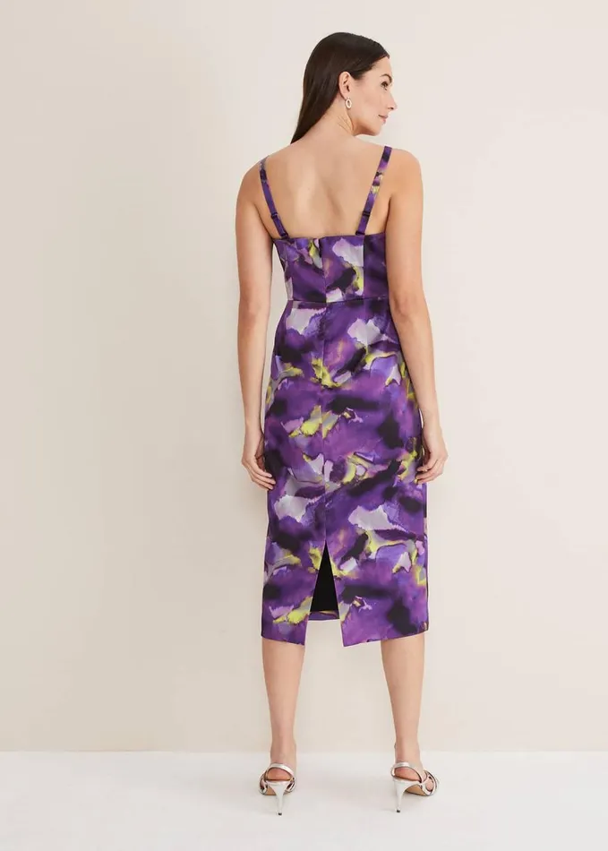 Phase Eight Adelita Abstract Print Dress Purple Multi Women Dresses