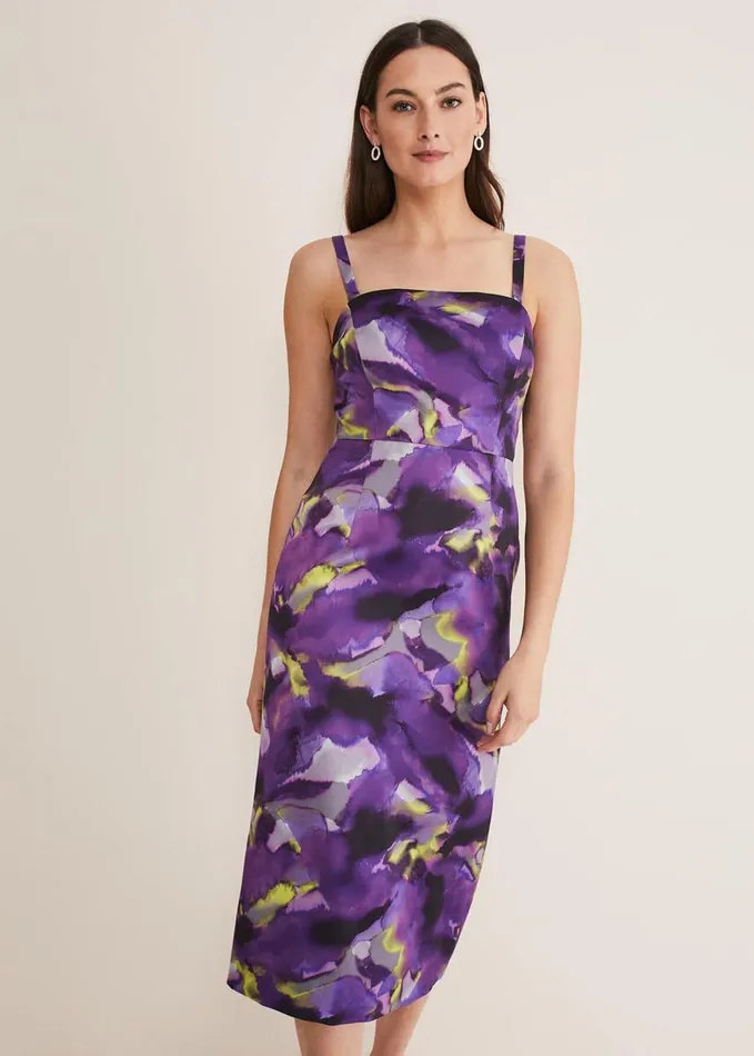 Phase Eight Adelita Abstract Print Dress Purple Multi Women Dresses