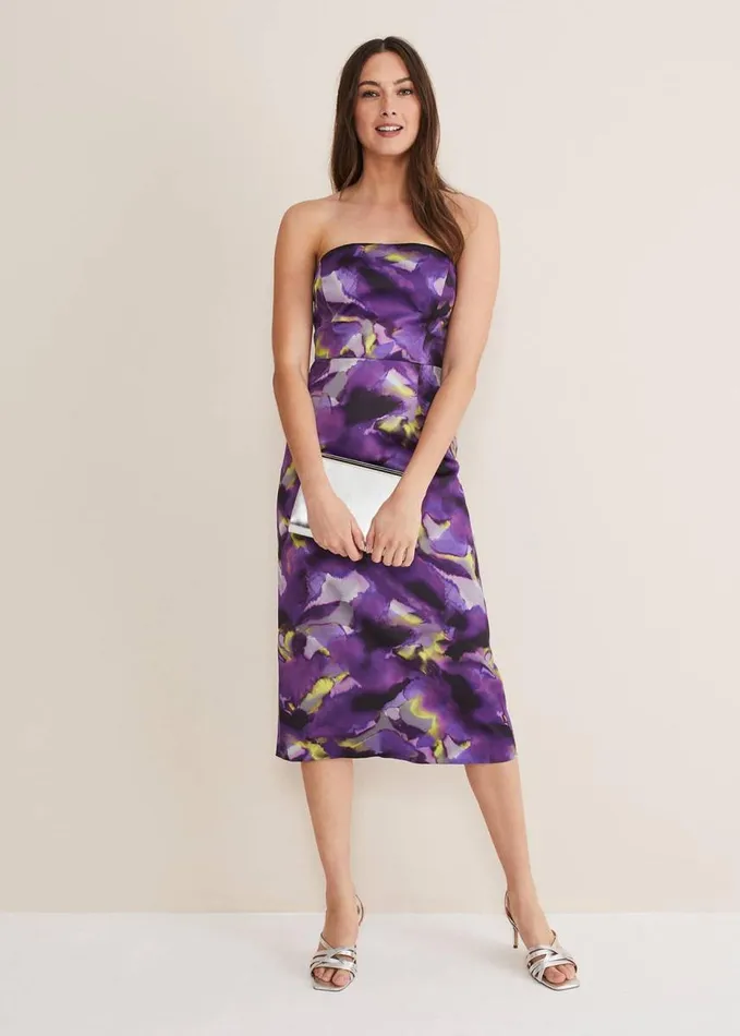 Phase Eight Adelita Abstract Print Dress Purple Multi Women Dresses