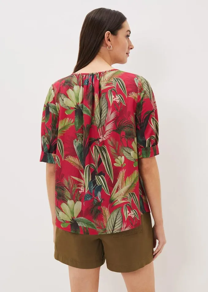 Phase Eight Antonia Tropical Print Top Hot Pink Women Tops and TShirts