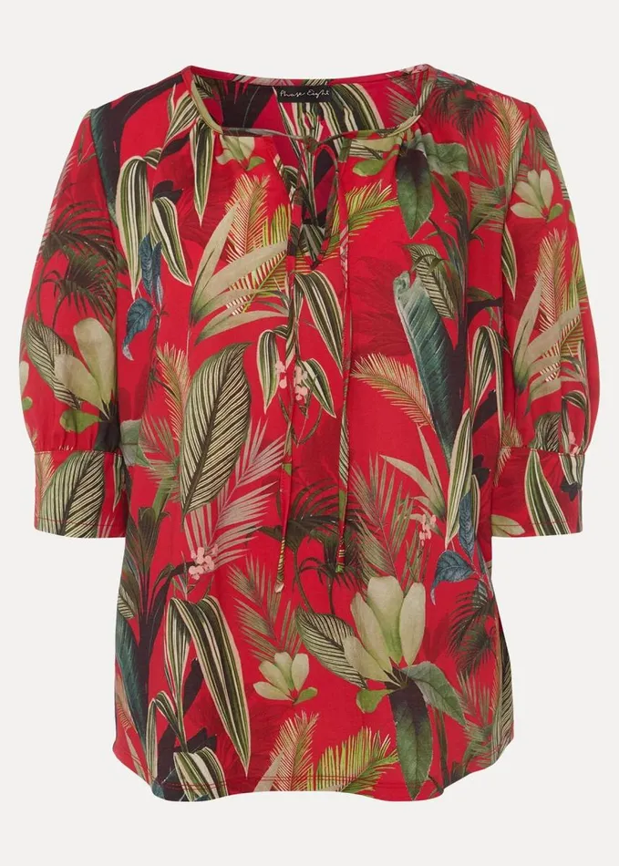 Phase Eight Antonia Tropical Print Top Hot Pink Women Tops and TShirts