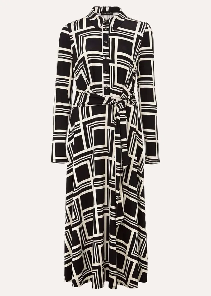 Phase Eight April Geo Midi Dress Blackmulti Women Dresses