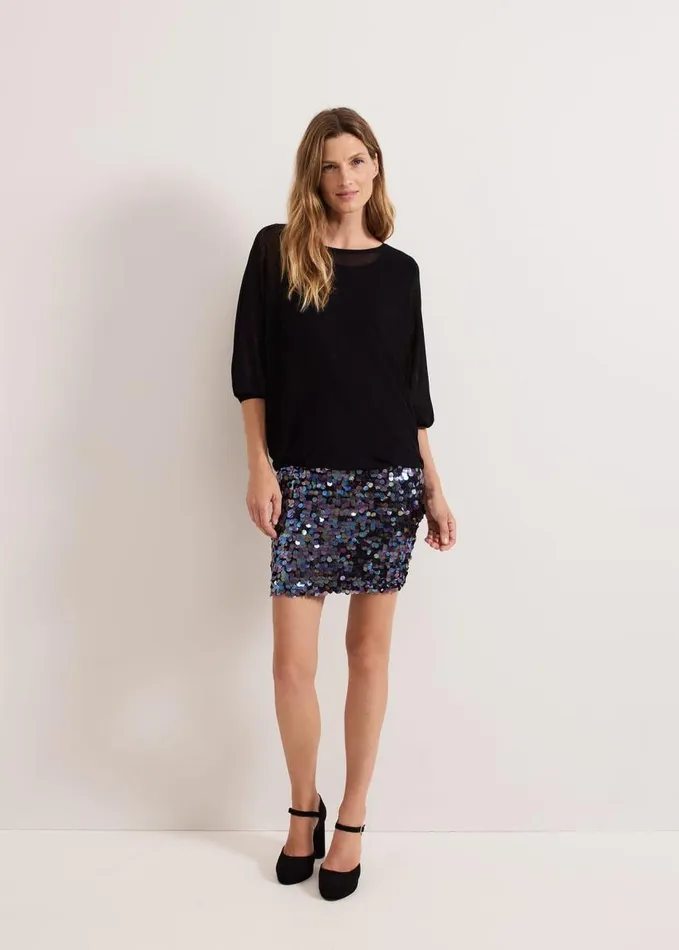 Phase Eight Becca Sequin Knit Dress Black Women Dresses