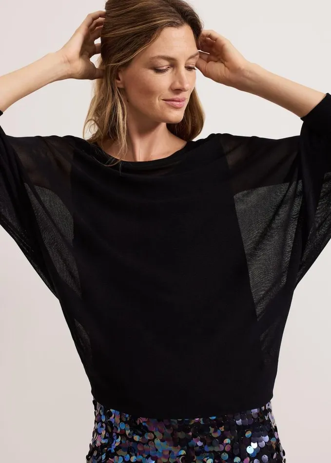 Phase Eight Becca Sequin Knit Dress Black Women Dresses