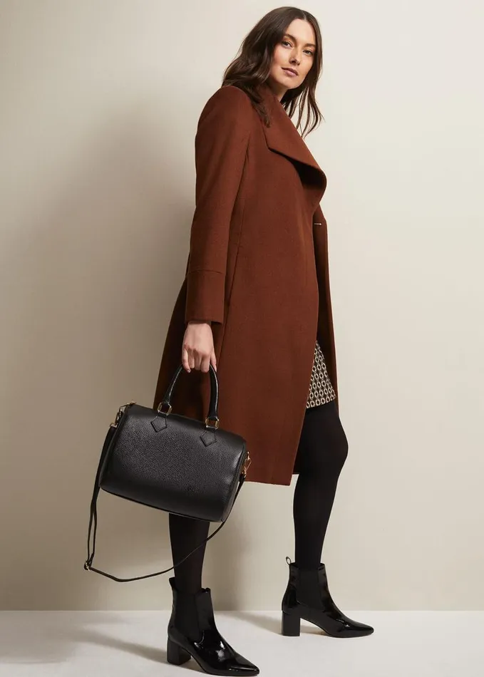 Phase Eight Black Leather Bowling Bag Black Women Bags and Clutches