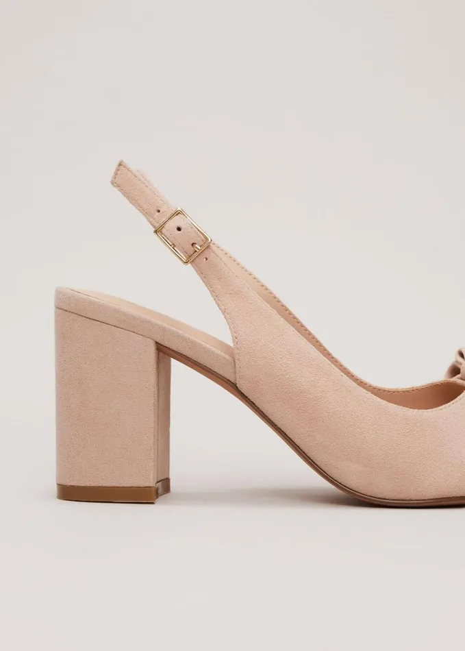 Phase Eight Bow Front Slingback Block Heel Shoes Neutral Women Occasion Shoes