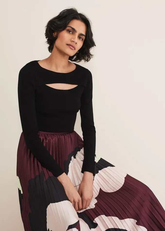 Phase Eight Ciara Cut Out Knit Black Women Knitwear