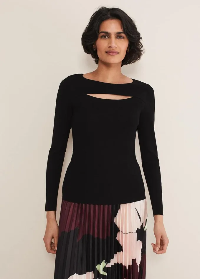 Phase Eight Ciara Cut Out Knit Black Women Knitwear
