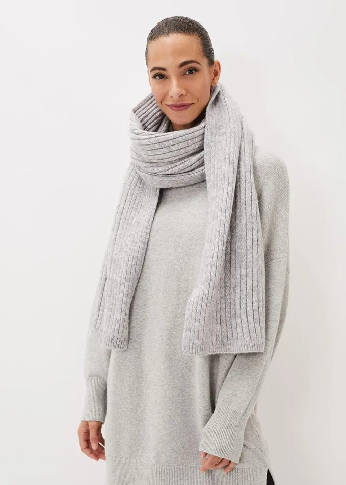 Phase Eight Corinna Ribbed Scarf Grey Marl Women Scarves