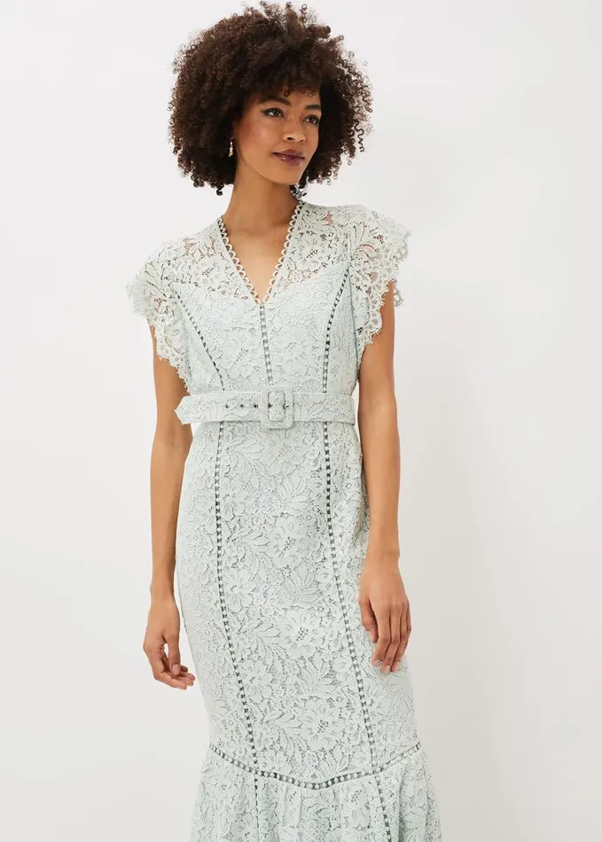 Phase Eight Esmerelda Lace Belted Fishtail Dress Mint Women Dresses