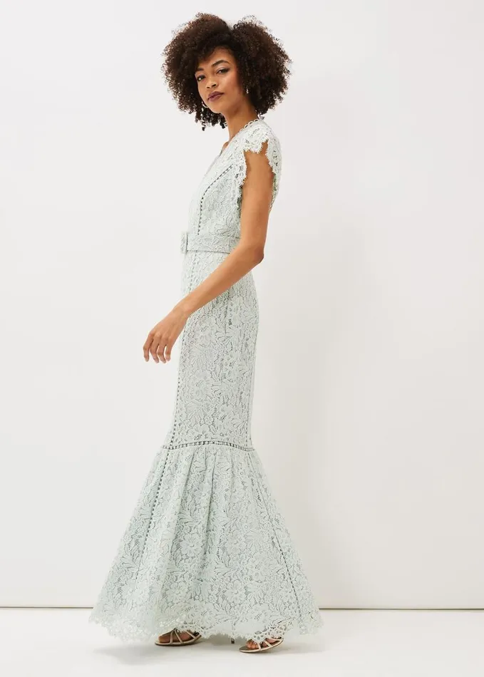 Phase Eight Esmerelda Lace Belted Fishtail Dress Mint Women Dresses