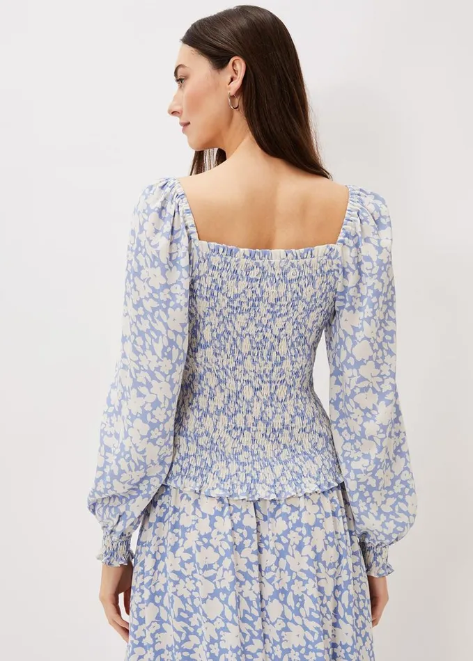 Phase Eight Esty Square Neck Blouse Powder Blue Women Shirts and Blouses
