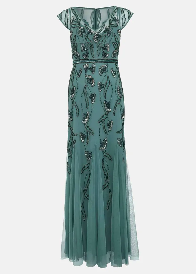 Phase Eight Evonne Beaded Maxi Dress Light Green Women Dresses