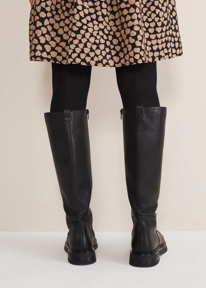 Phase Eight Flat Knee High Boot Black Women Boots