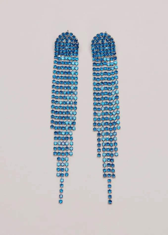 Phase Eight Graduated Stone Drop Earrings Blue Women Jewellery