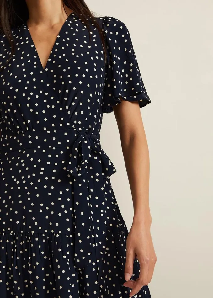 Phase Eight Jenna Black Spot Wrap Midaxi Dress Navyivory Women Dresses