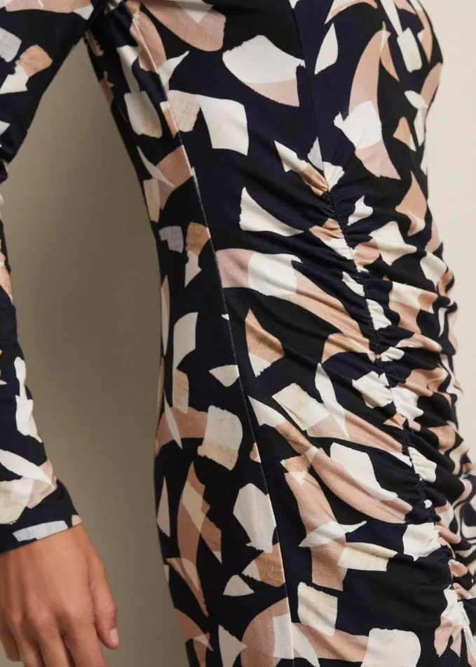 Phase Eight Jordana Geo Ruched Midi Dress Navy Women Dresses
