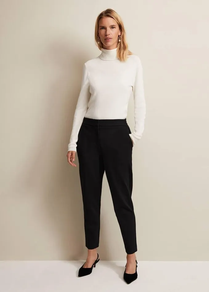 Phase Eight Kimia Ponte Tapered Trouser Black Women Trousers