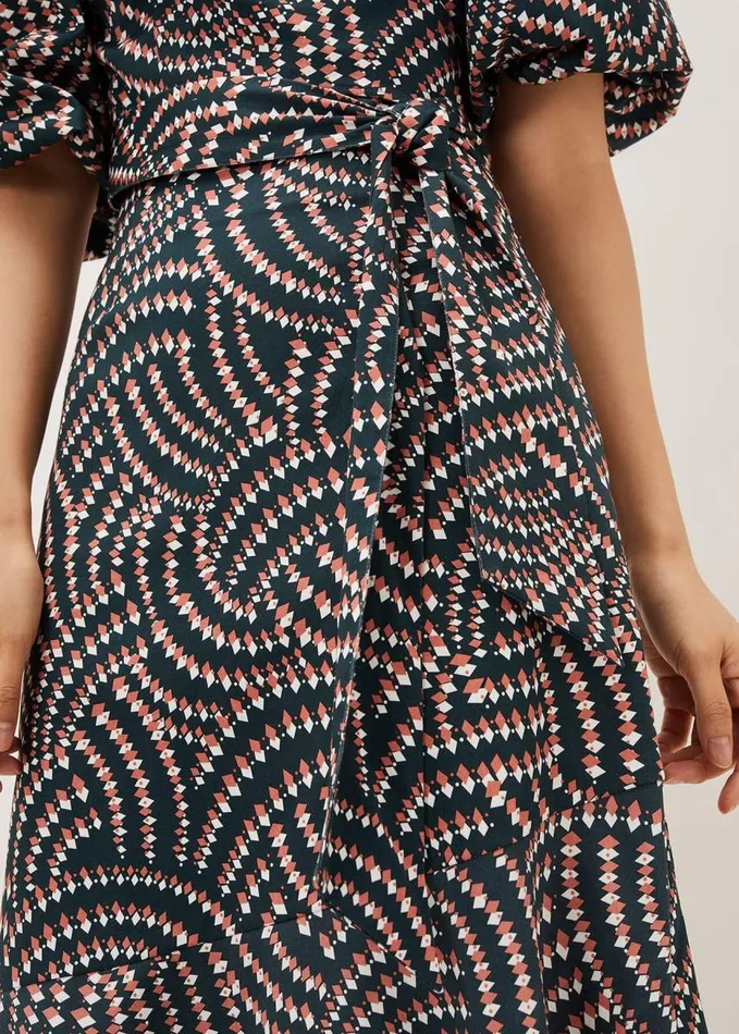 Phase Eight Kiri Geometric CoOrd Skirt Ocean Coral Women Skirts