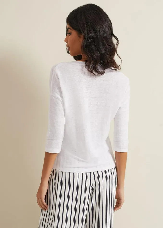 Phase Eight Leah Linen Top White Women Tops and TShirts