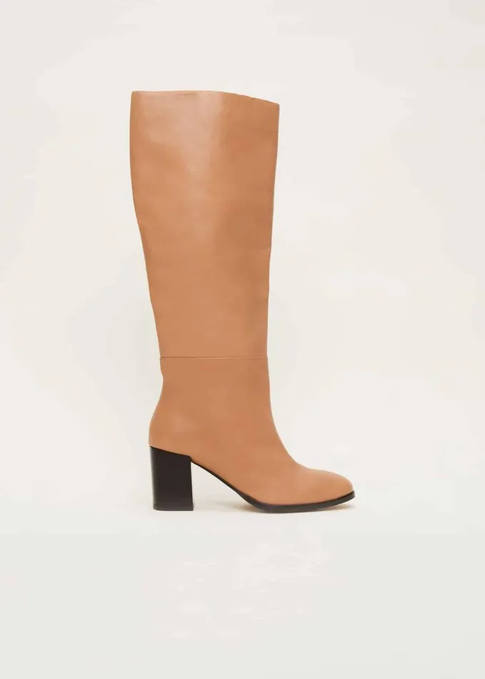 Phase Eight Leather Knee High Boots Camel Women Heels