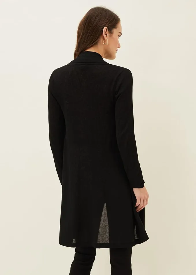 Phase Eight Lili Sheer Longline Cardigan Black Women Knitwear