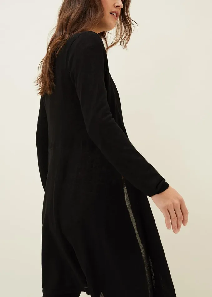 Phase Eight Lili Sheer Longline Cardigan Black Women Knitwear