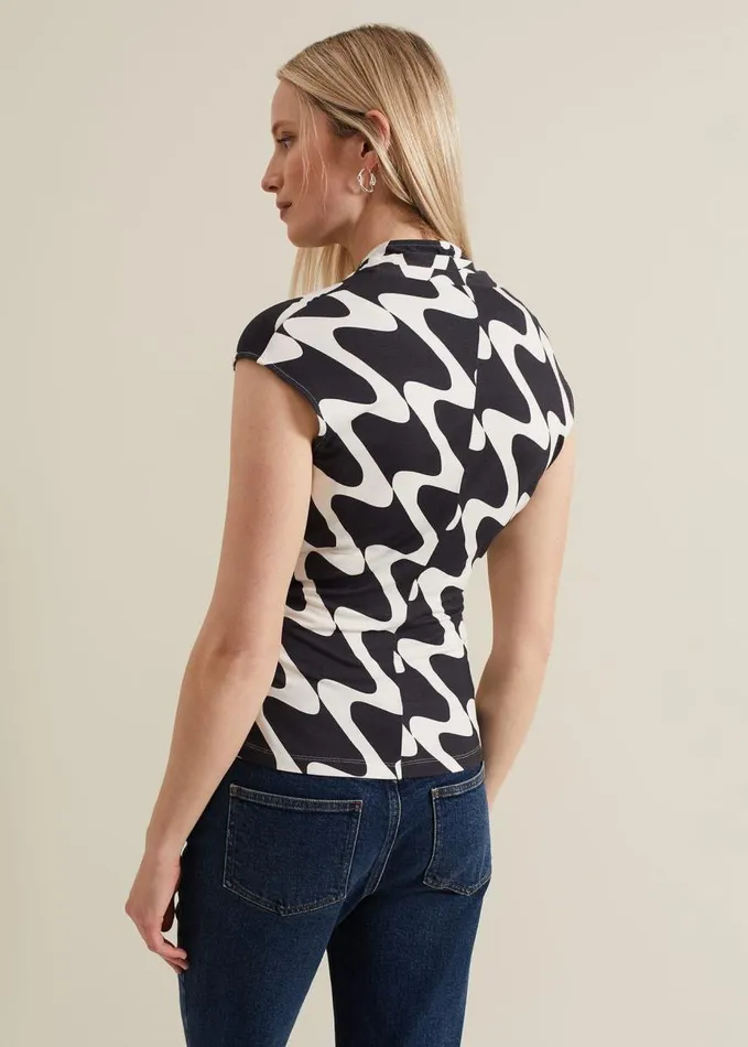 Phase Eight Maleah Printed Wrap Top Navy Women Tops and TShirts