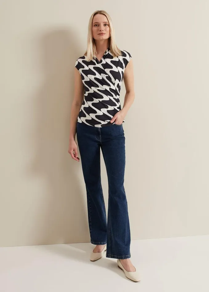 Phase Eight Maleah Printed Wrap Top Navy Women Tops and TShirts