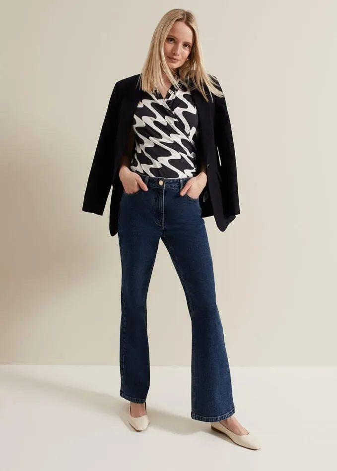 Phase Eight Maleah Printed Wrap Top Navy Women Tops and TShirts